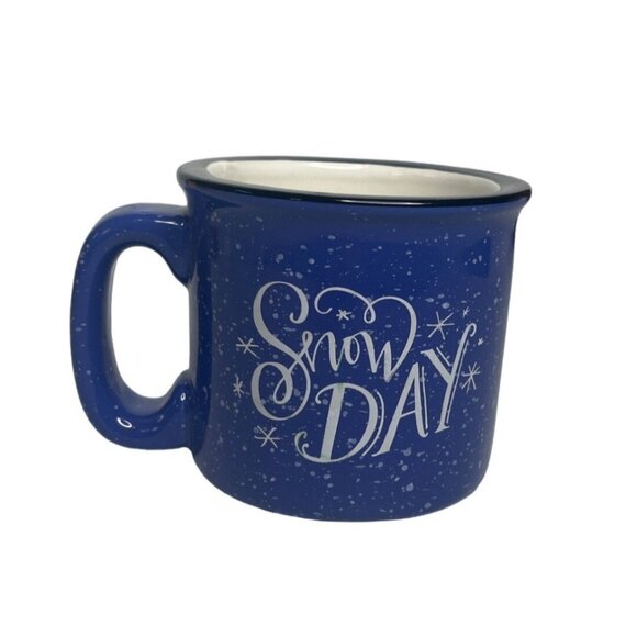 Coffee Hot Chocolate Mug Blue Snow Day Graphic Winter - Picture 1 of 4